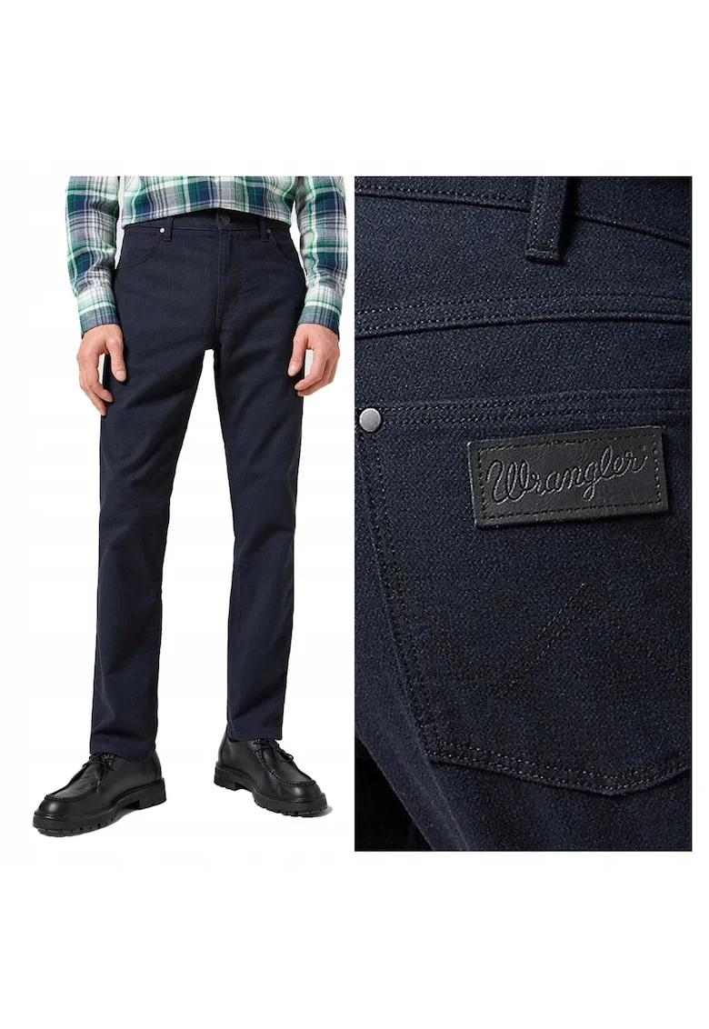 Pantaloni drepti de bumbac cu talie medie Greensboro, Bleumarin