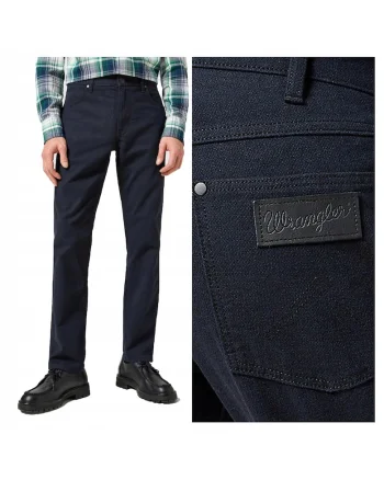 Pantaloni drepti de bumbac cu talie medie Greensboro, Bleumarin