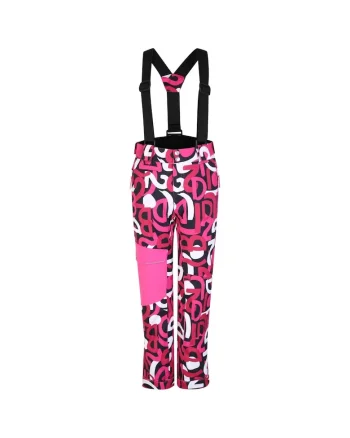 Pantaloni de schi copii  cu bretele, roz, 100% poliester, impermeabili