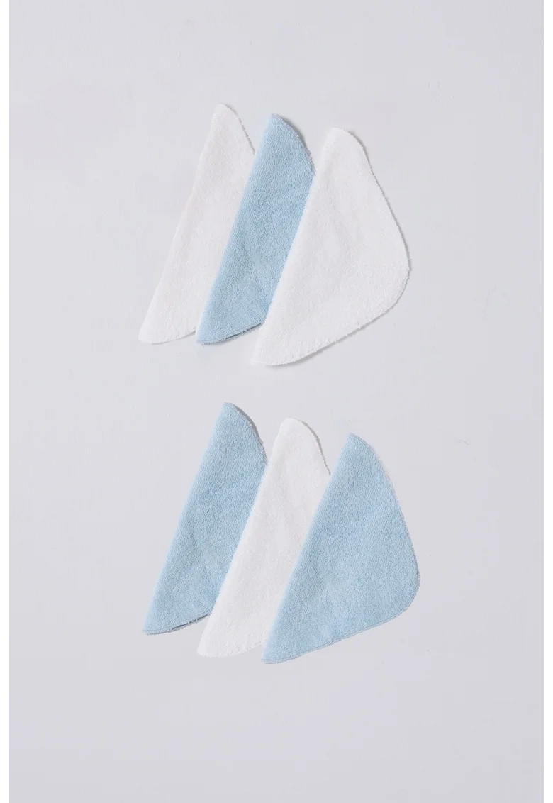 Set de prosoape mici - 6 piese, Albastru pastel/Alb murdar