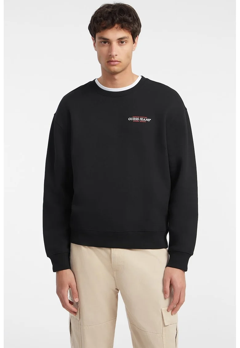 Bluza de trening cu imprimeu pe piept, Negru