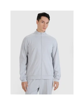 Hanorac sport barbati  cu fermoar, Gri, material sintetic, pentru antrenament