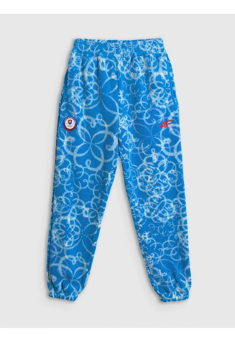 Pantaloni sport dama  fleece sherpa, albastru, croiala confortabila, talie ajustabila