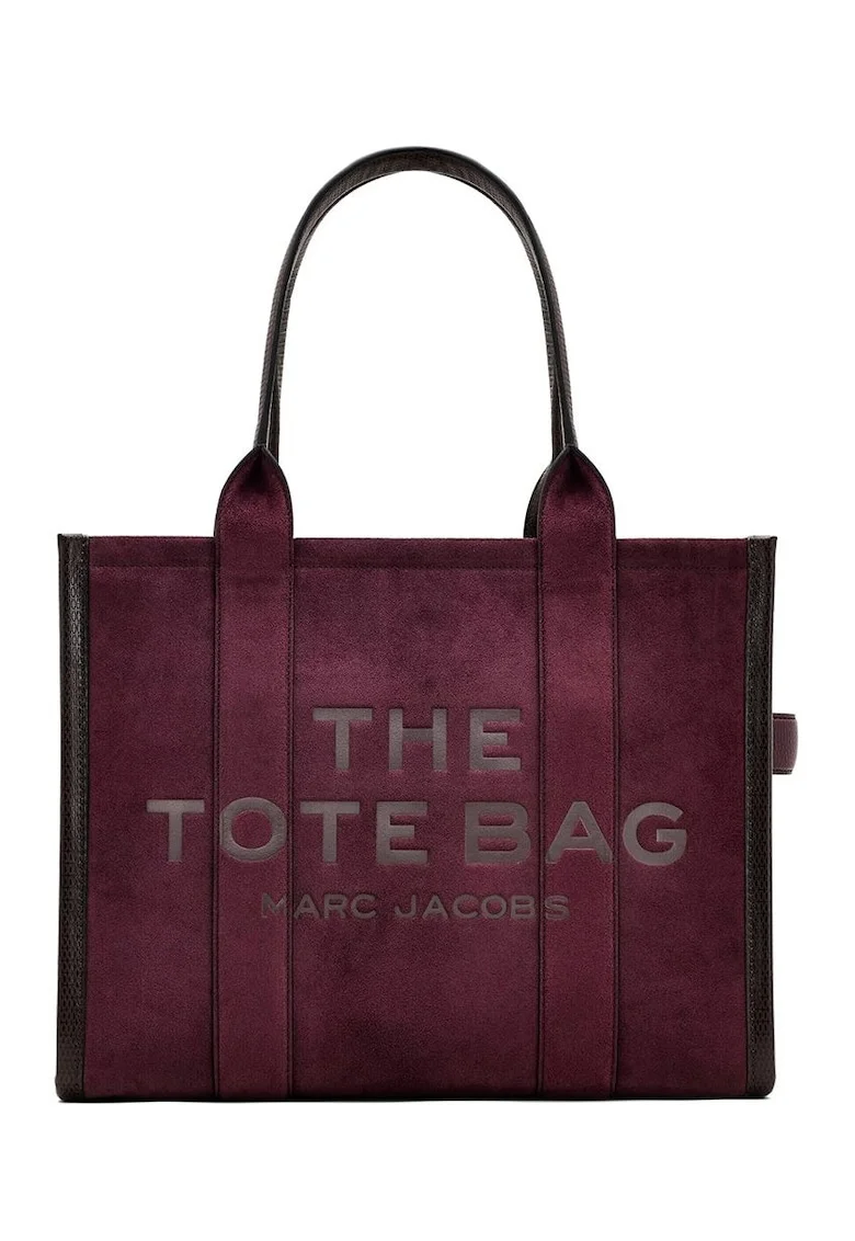 Geanta tote din piele intoarsa cu logo stantat