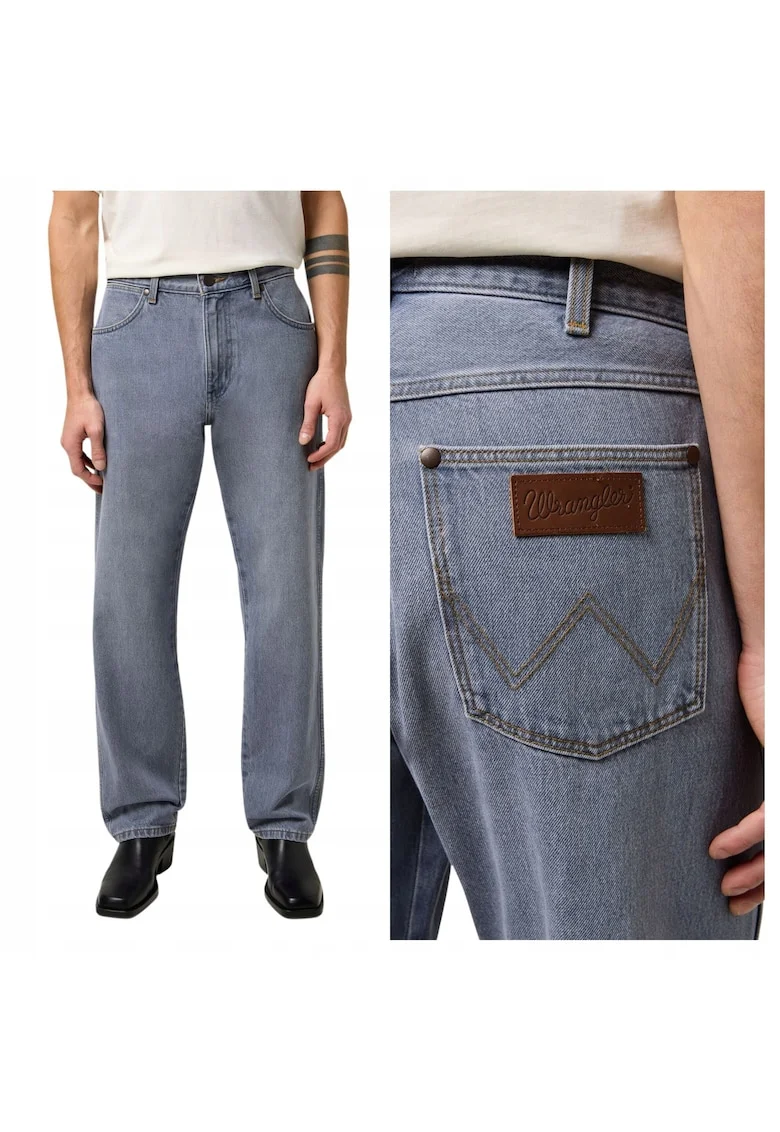 Blugi Barbati,  Frontier, Loose Fit, Talie Medie, Lungi, Fermoar, 5 Buzunare, Bumbac, W32-L34 US, Albastru