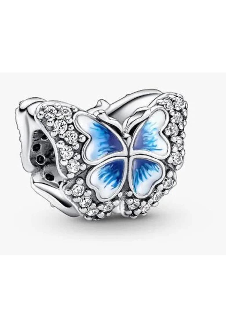 Charm  tip fluture albastru stralucitor - Argint 925
