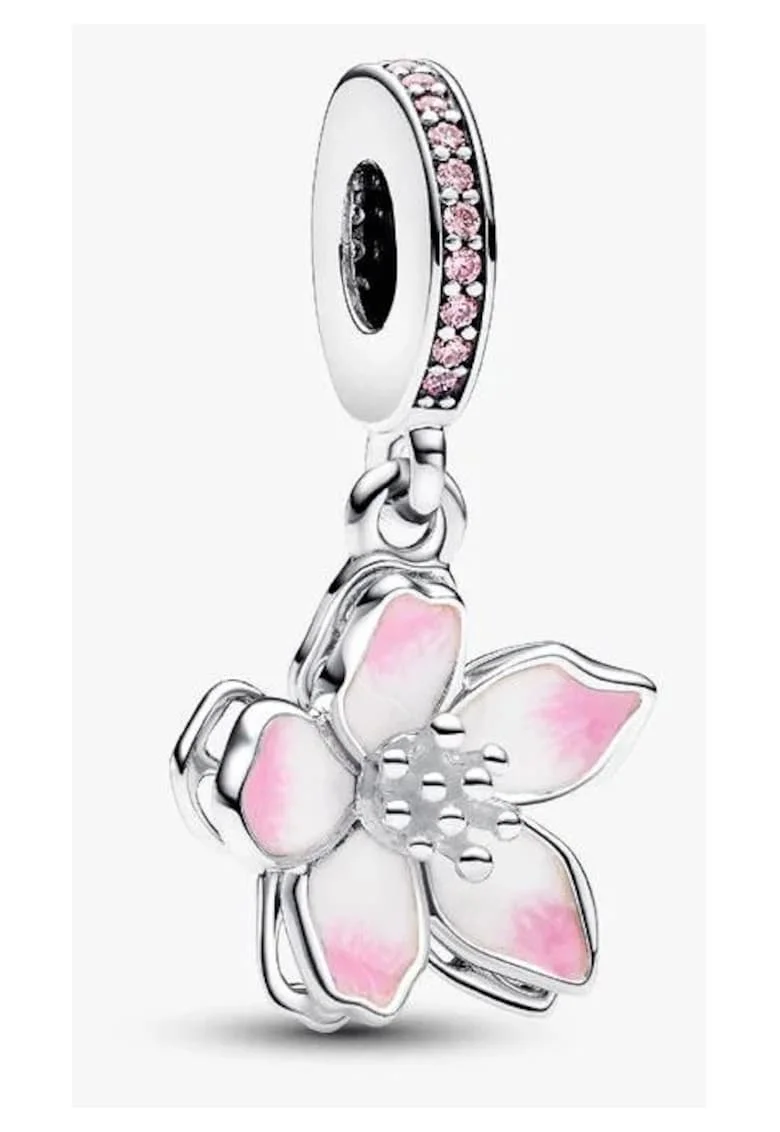 Charm  tip Floare de cires Zirconiu - Argint 925