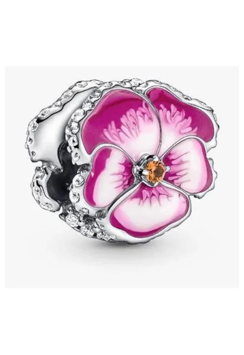 Charm  tip Panseluta Roz - Argint 925