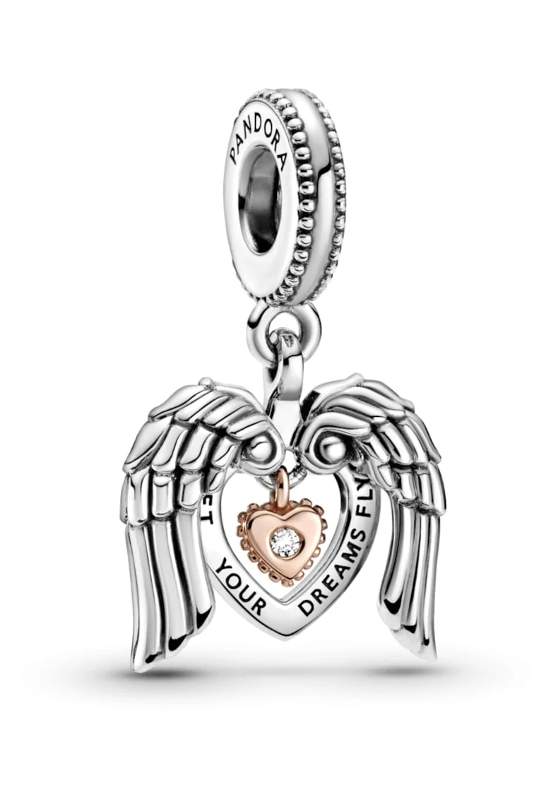 Charm  Club 2021 cu aripi de inger si inima Let Your Dreams Fly - Argint 925