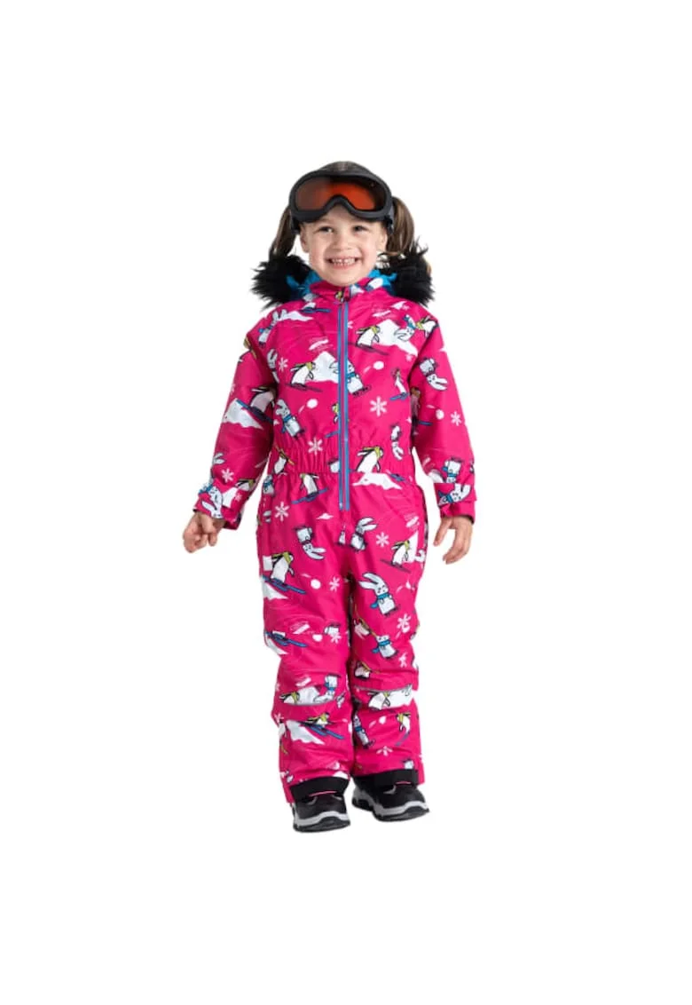 Costum de iarna pentru copii  roz, 100% poliester, impermeabil, cu gluga, set