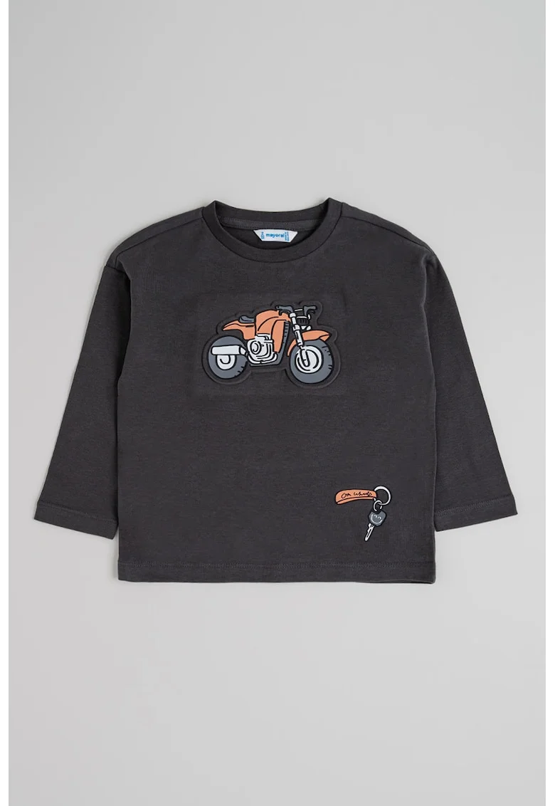 Bluza de bumbac cu detaliu grafic in relief