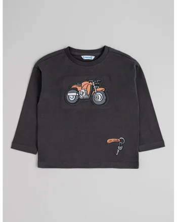 Bluza de bumbac cu detaliu grafic in relief