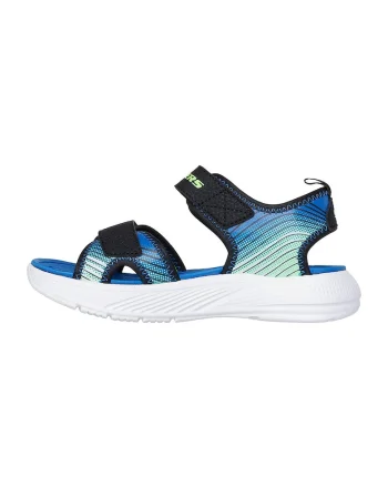 Sandale cu velcro Microspec, Negru/Albastru