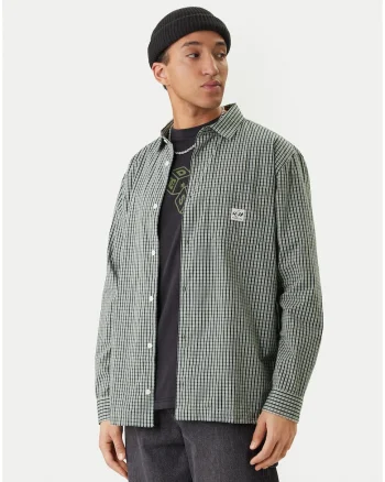 Camasa barbati,  verde, bumbac, maneca lunga, carouri,