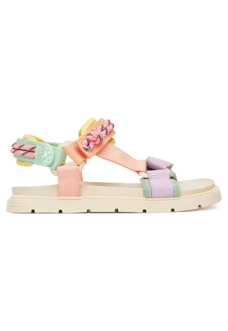 Sandale fete  multicolor, textil, inchidere cu scai, pentru fete
