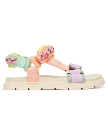 Sandale fete  multicolor, textil, inchidere cu scai, pentru fete