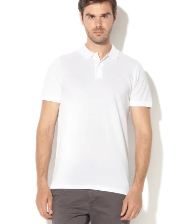 Tricou polo slim fit, Alb
