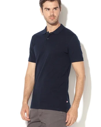 Tricou polo slim fit, Bleumarin