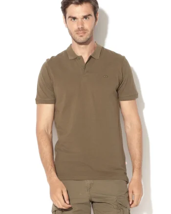 Tricou polo slim fit, Verde masliniu