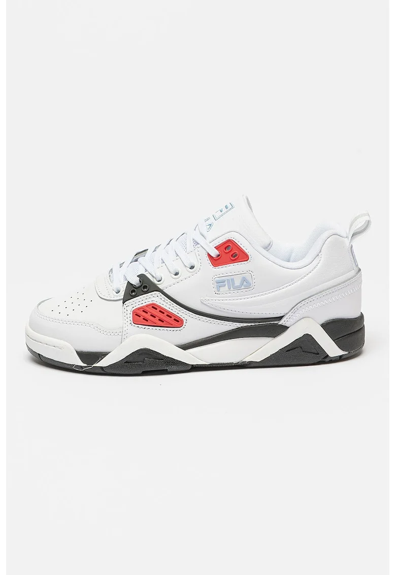 Pantofi sport cu insertii de piele peliculizata Casim, Alb/Negru