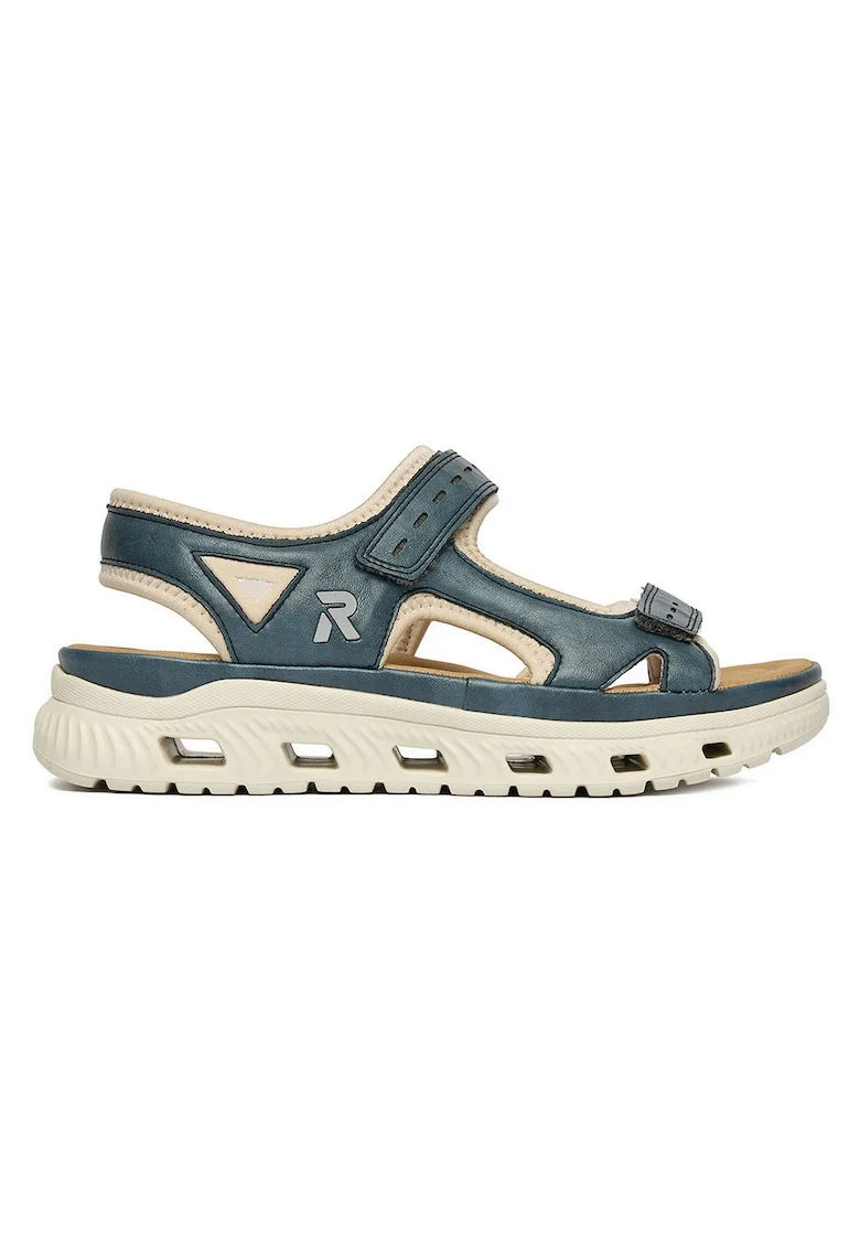 Sandale dama  piele ecologica, inchidere Velcro, Bleumarin