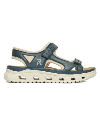 Sandale dama  piele ecologica, inchidere Velcro, Bleumarin