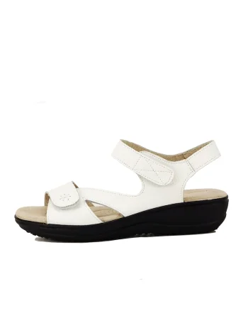 Sandale albe din piele naturala Sara 129 5501, Alb