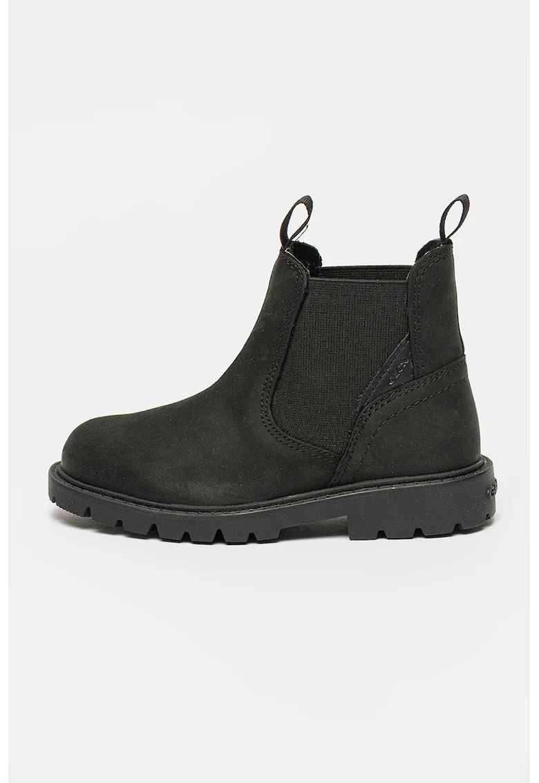 Ghete Chelsea din piele nabuc, Negru stins