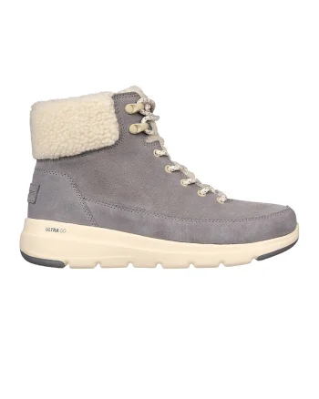 Ghete de piele intoarsa cu garnitura de blana shearling sintetica Glacial Ultra, Gri/Crem