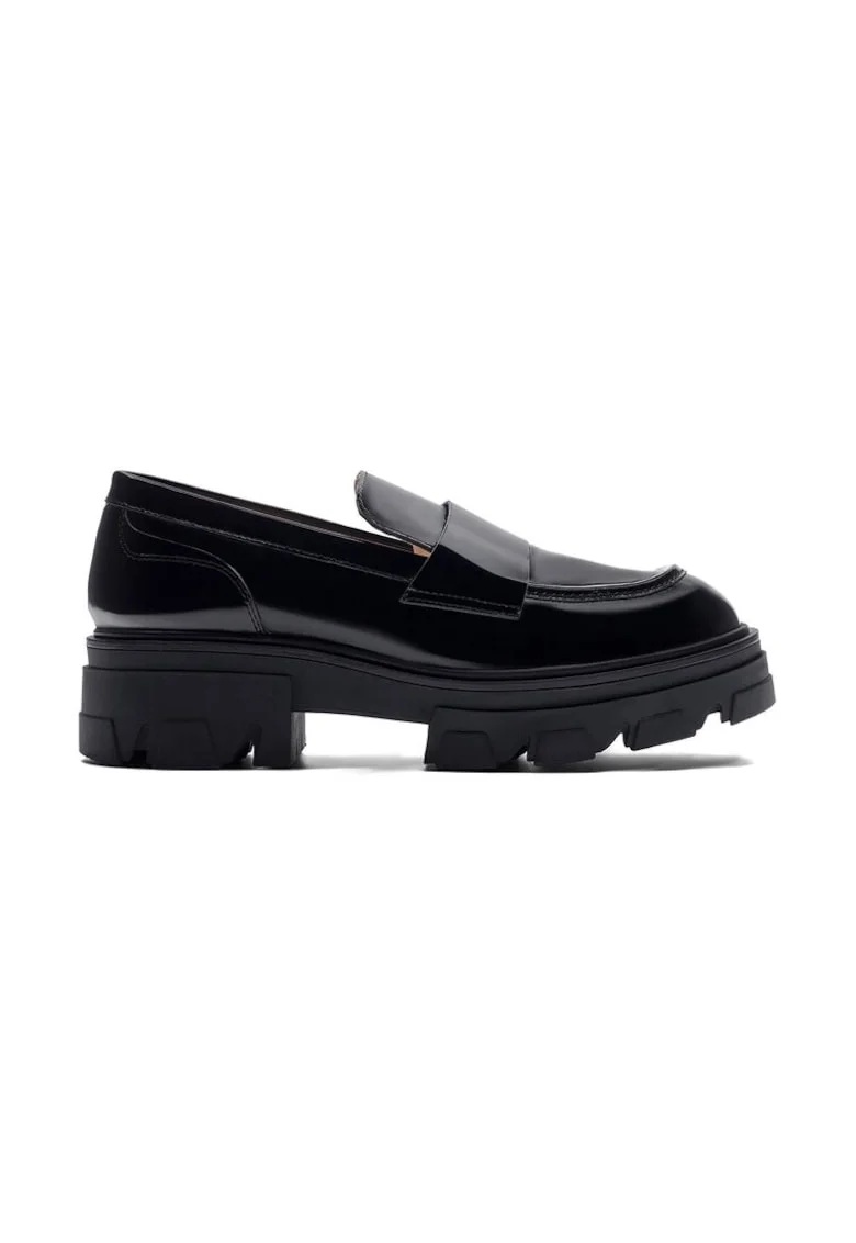 Mocasini dama,  590559, Piele lacuita, Negru