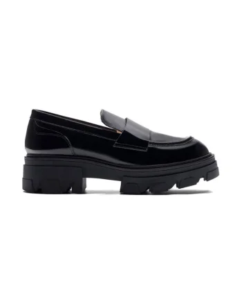 Mocasini dama,  590559, Piele lacuita, Negru