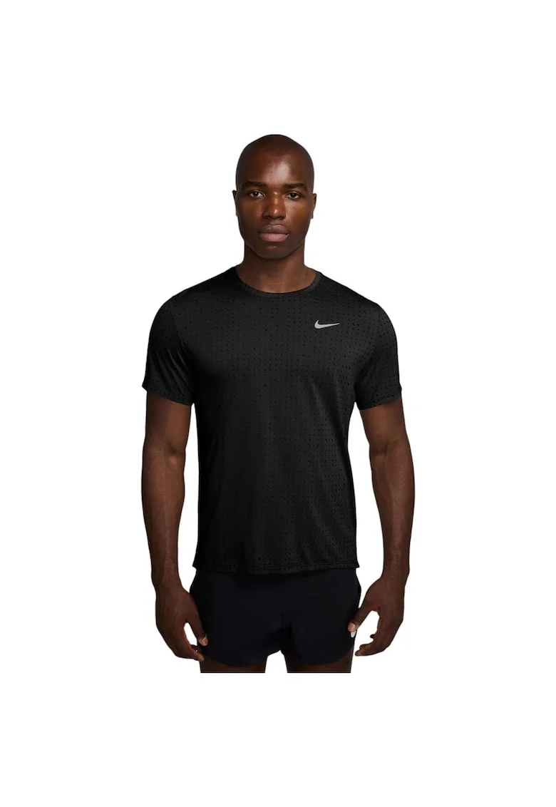 Tricou sport  Miler Breathe, scurt, negru, poliester, tehnologie Dri-FIT