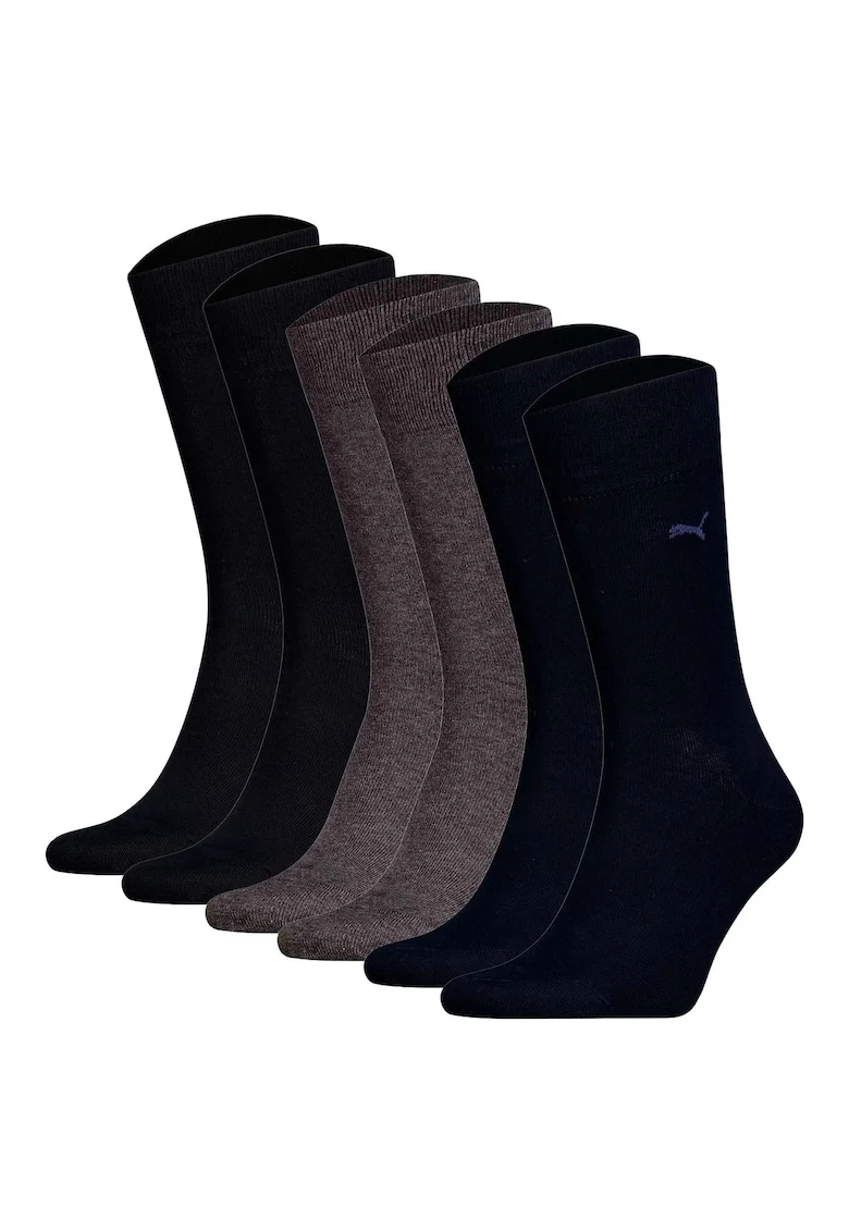 Set de 6 perechi de sosete lungi, Negru/Gri/Bleumarin