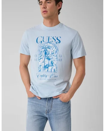 Tricou de bumbac cu imprimeu, Albastru pastel