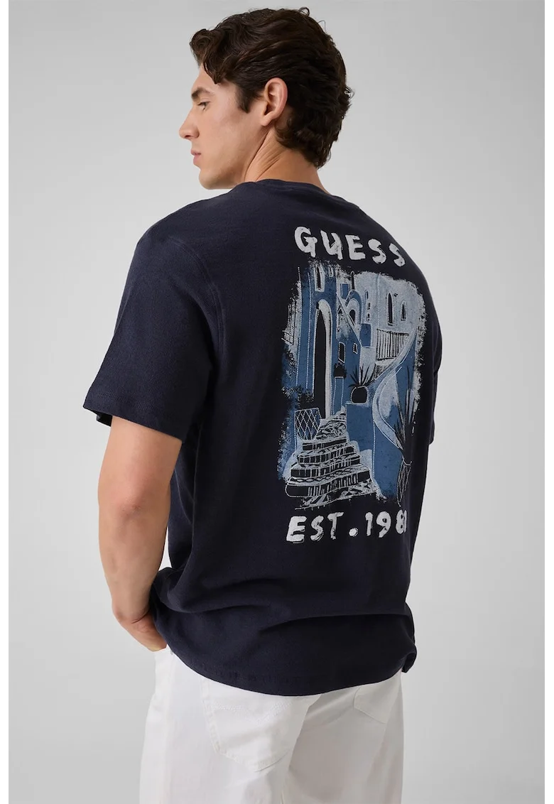 Tricou regular fit cu imprimeu foto, Albastru ultramarin