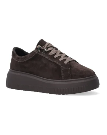 Pantofi sport din piele intoarsa naturala, cu talpa wedge