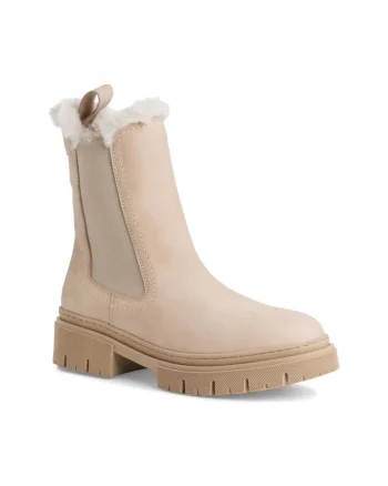 Botine dama,  casual, piele naturala, bej