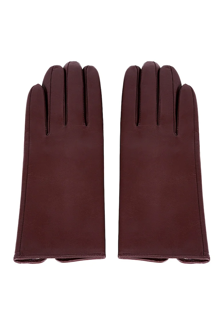 Manusi din piele cu model uni, Maro cognac