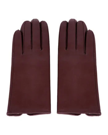 Manusi din piele cu model uni, Maro cognac
