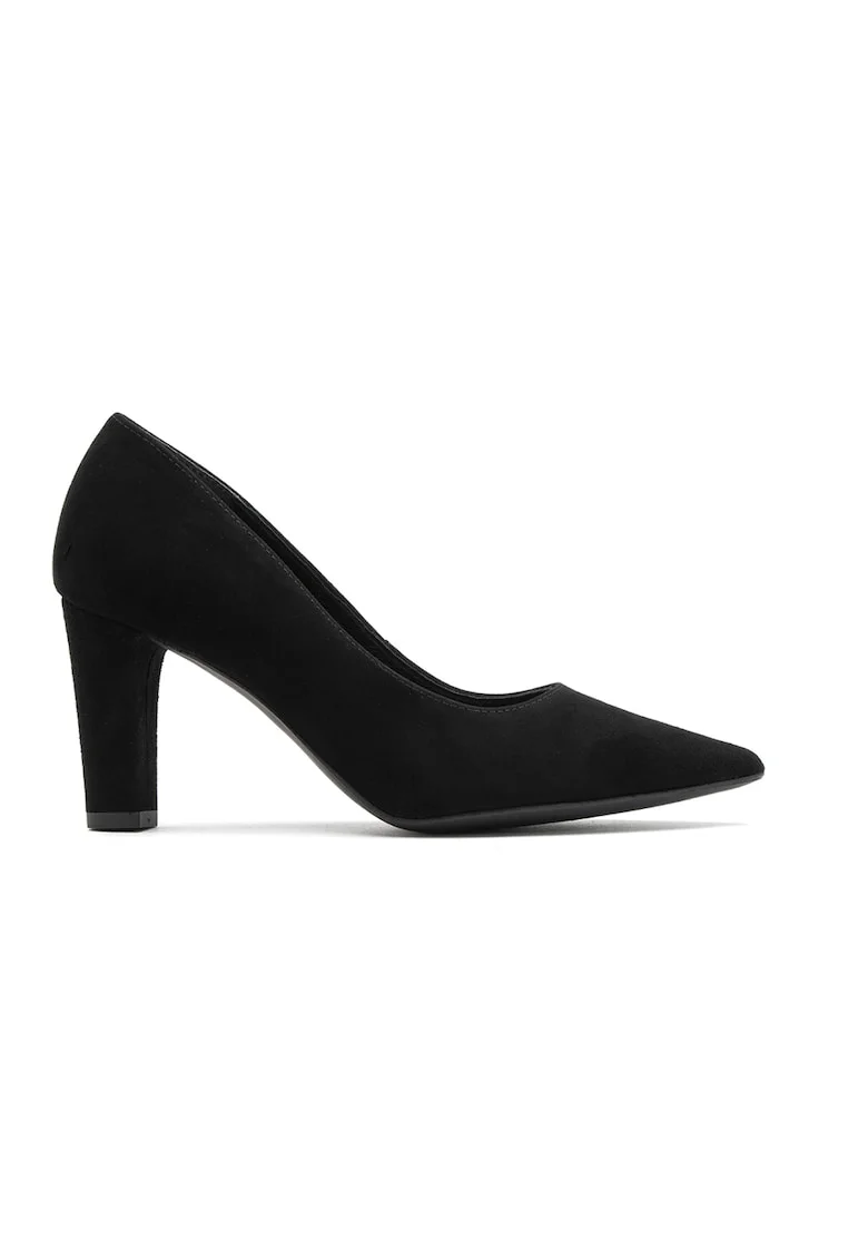 Pantofi de piele intoarsa cu toc masiv Sonia, Negru