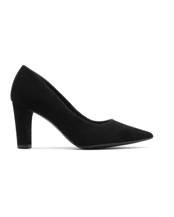 Pantofi de piele intoarsa cu toc masiv Sonia, Negru