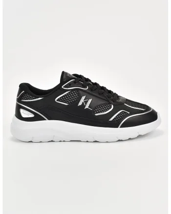 Pantofi sport cu detalii din piele, Negru