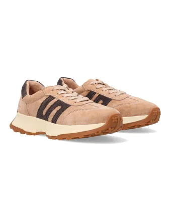 Pantofi sport flatform din piele intoarsa, Bej