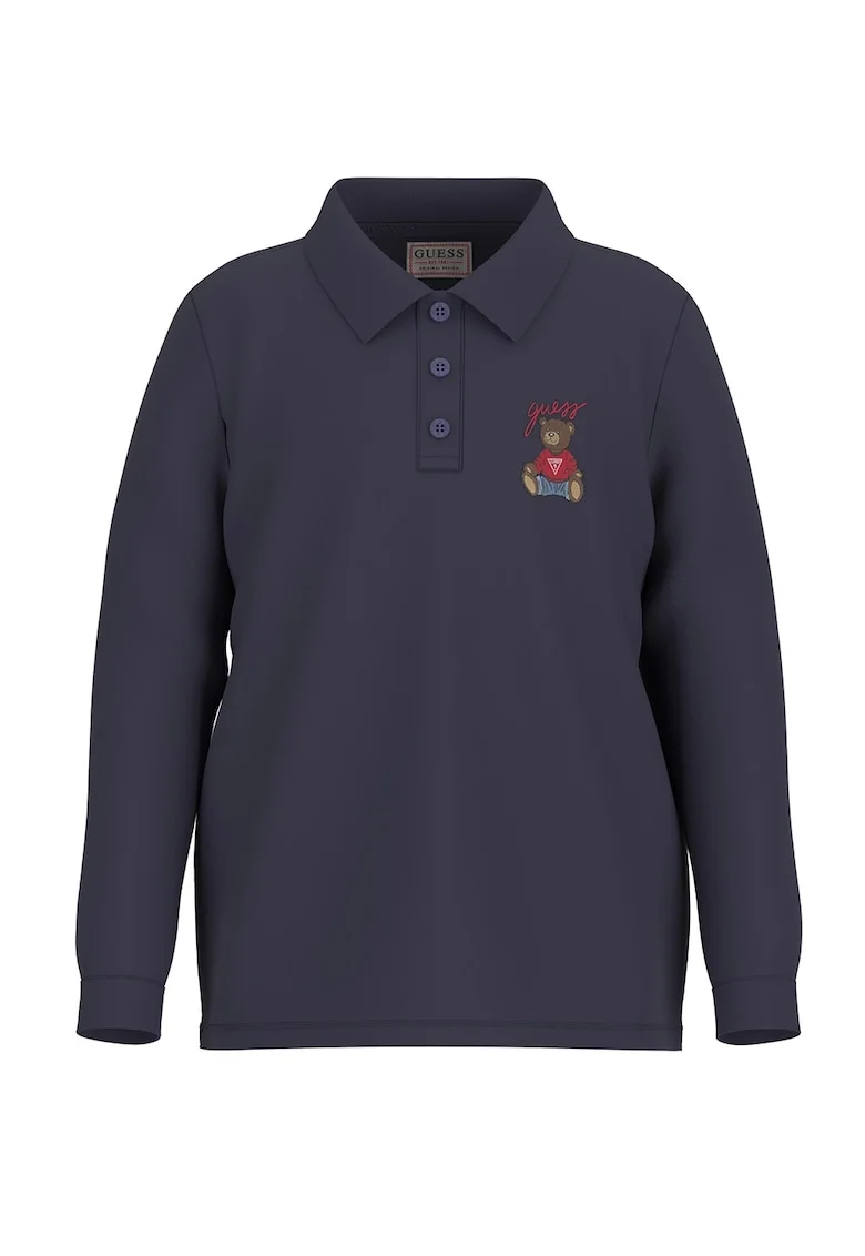 Bluza polo cu broderie logo, Albastru prafuit