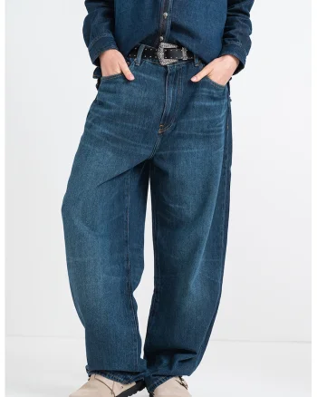 Blugi relaxed fit Barrel, Albastru inchis