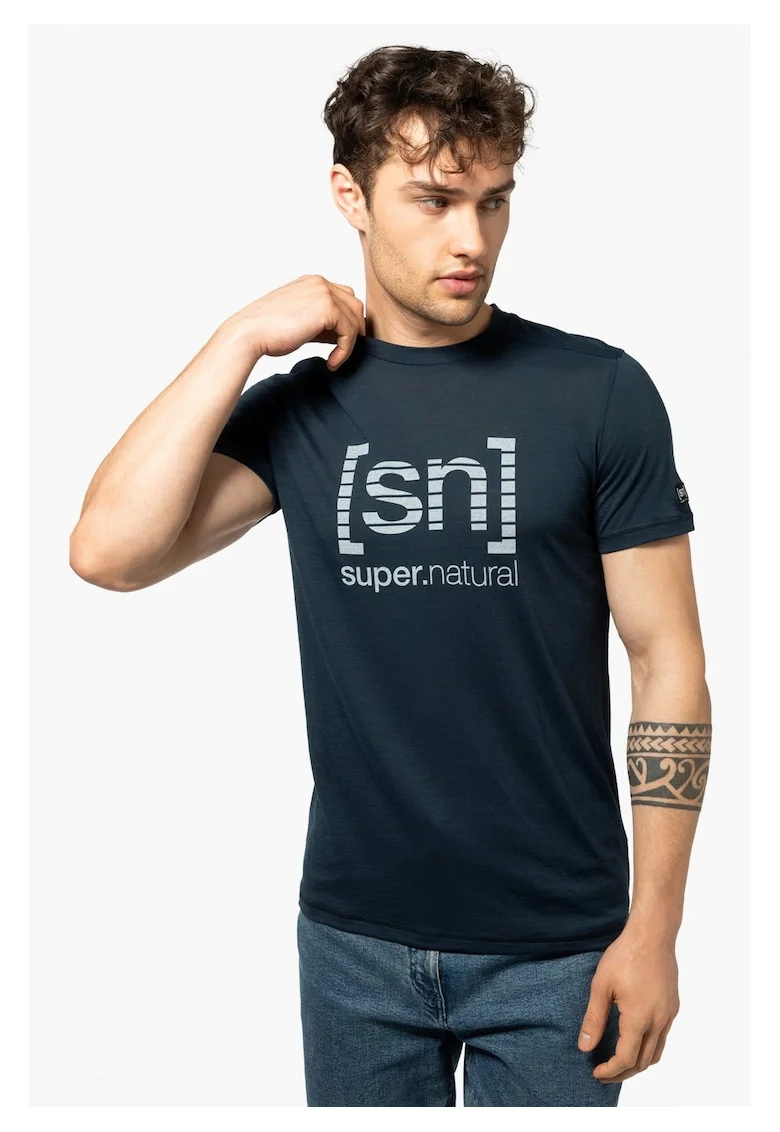 Tricou din lana pentru barbati SN – Grid logo albastru, marimea