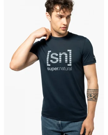 Tricou din lana pentru barbati SN – Grid logo albastru, marimea