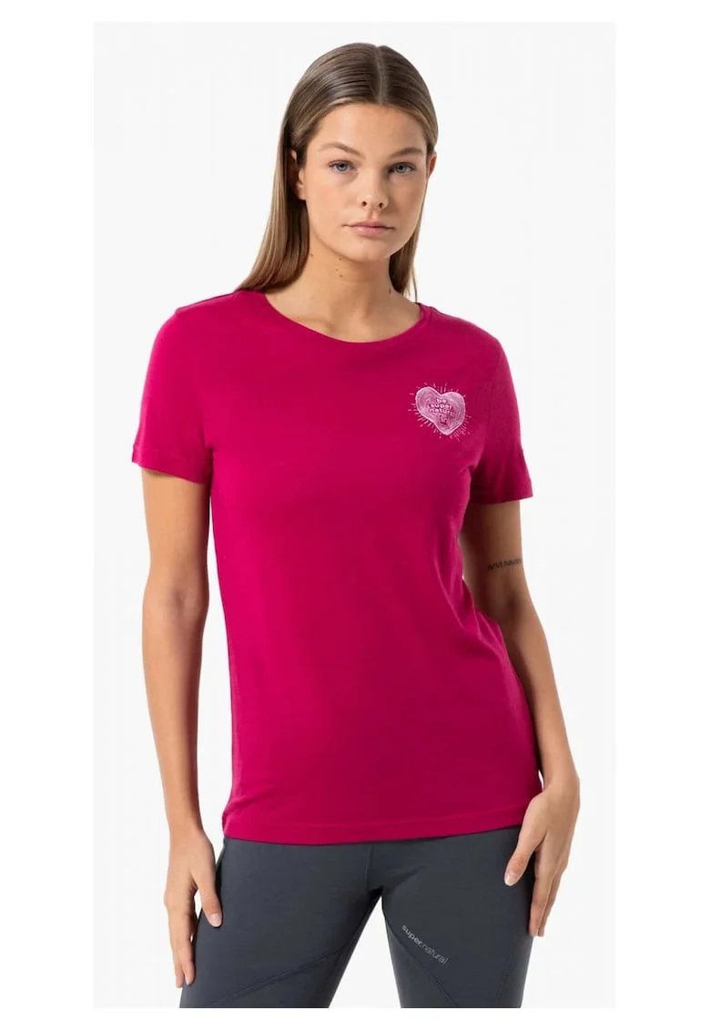 Tricou din amestec de lana Little Heartwood, Rosu