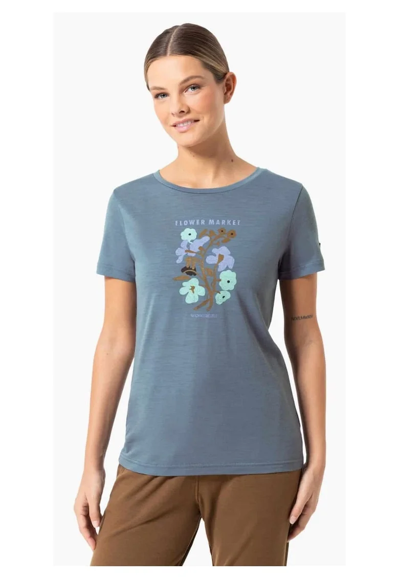 Tricou din amestec de lana Flower Market, Gri