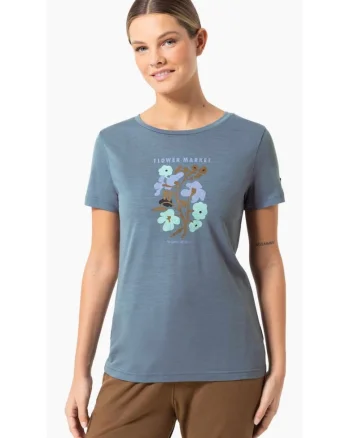 Tricou din amestec de lana Flower Market, Gri